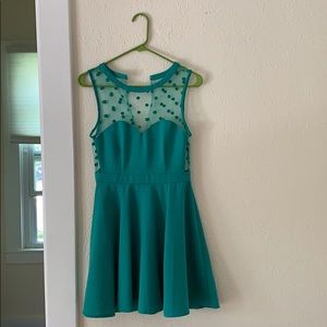 Teal polka dot mesh dress Coincidence & Chance. S